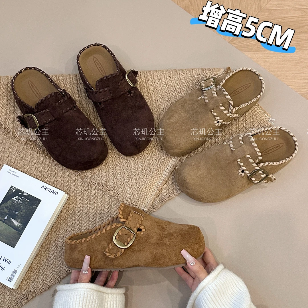 勃肯鞋女5cm小个子增高厚底2025秋季新款百搭韩版休闲时尚松糕鞋