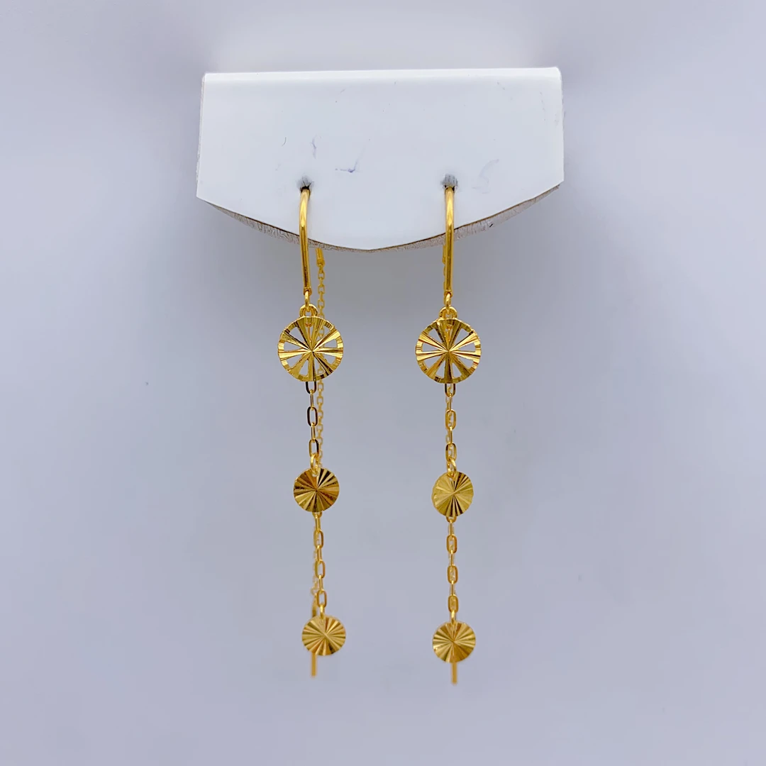 老庙黄金2 足金5G精工时尚休闲圆片片u型耳钩线2.66克