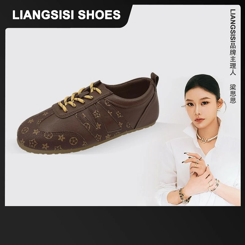【老花单鞋】梁思思SHOES2025冬季新款绑带软底单鞋-2610