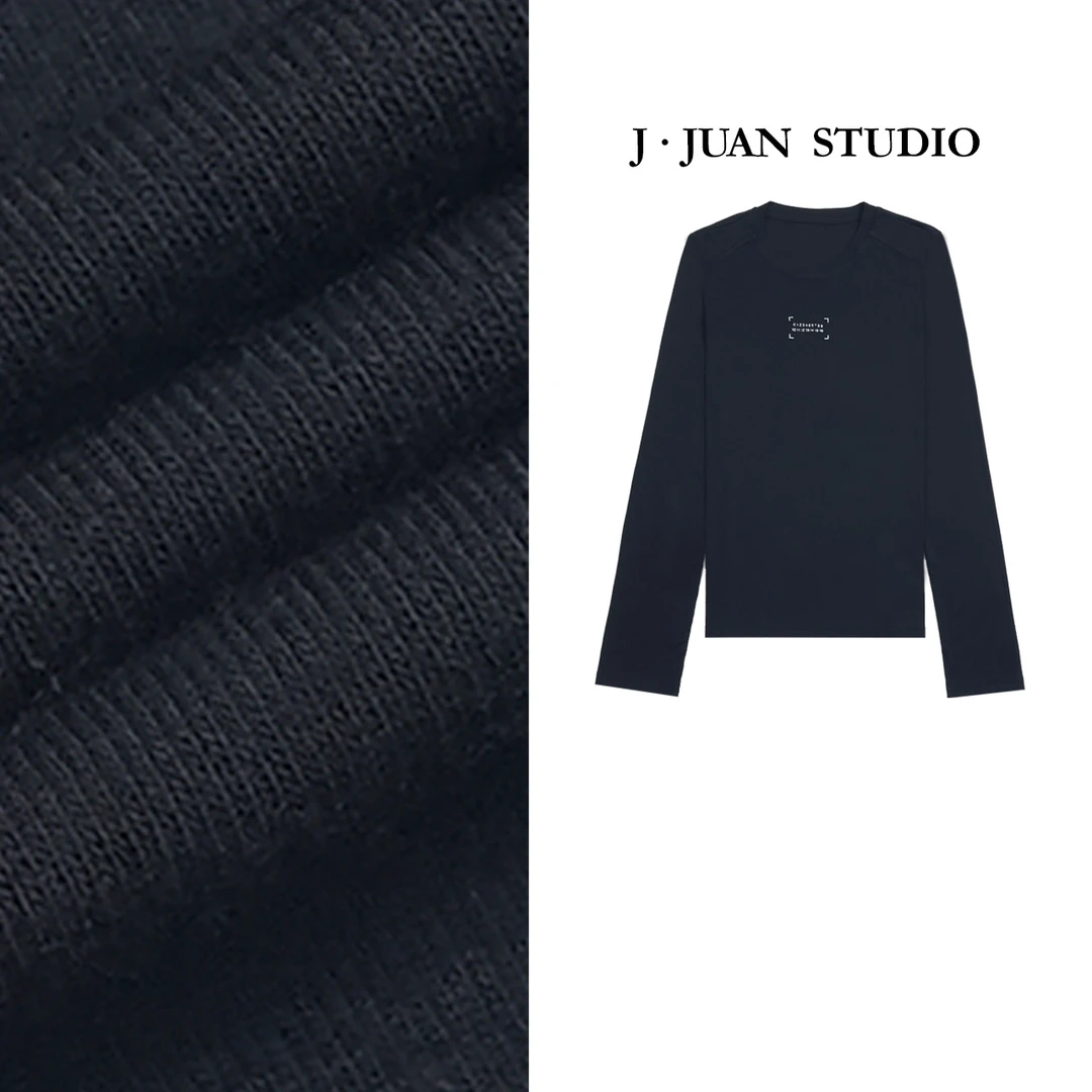 【J.Juan】软绵绵-秋季天丝羊毛印花圆领长袖T恤高个子女装修身上衣