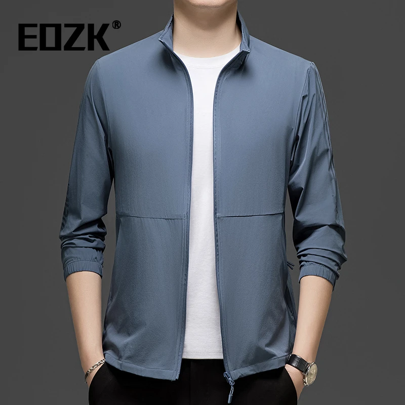 Eozk冰丝轻薄款防晒衣夹克男夏季简约立领透气防晒服休闲拉链外套