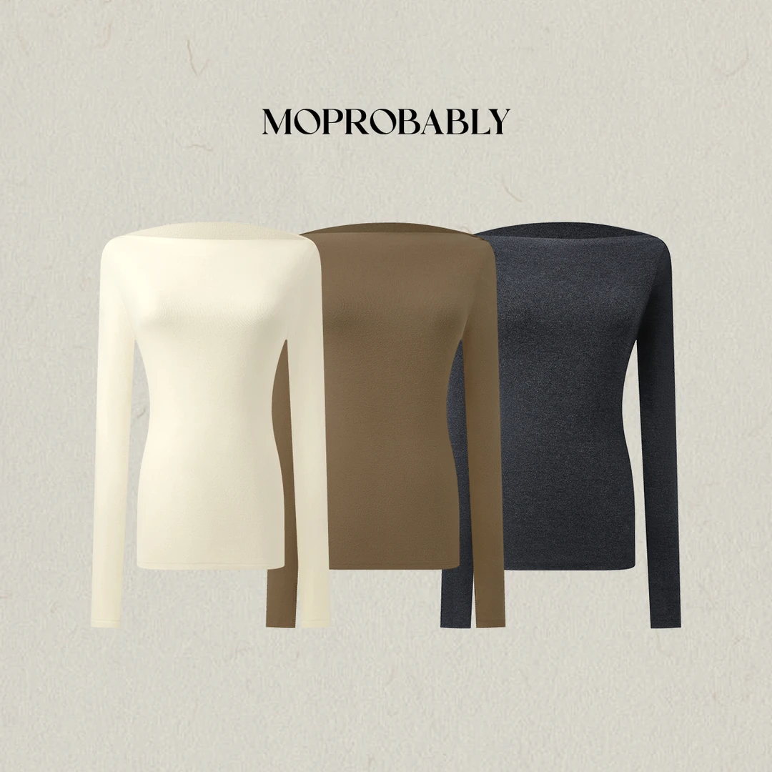 Moprobably李予诺「一馨」极简风百搭时尚修身长袖打底衫L5447058