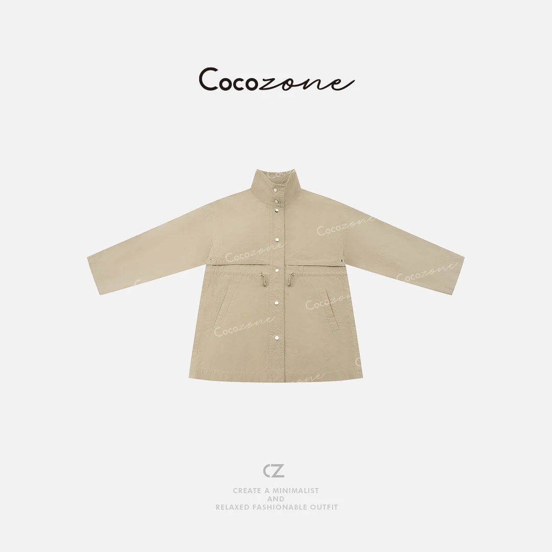 COCO ZONE 刘一一“山系风衣”100棉立领腰部抽绳外套 CD1A1050