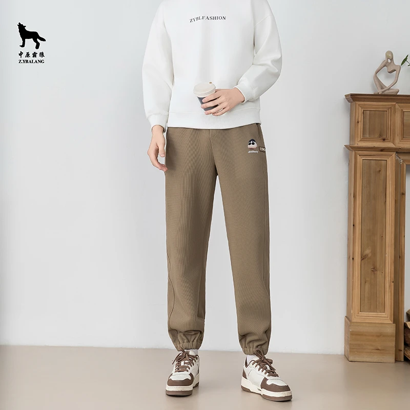 2025四季男士黑色束脚卫裤男士针织嘻哈风