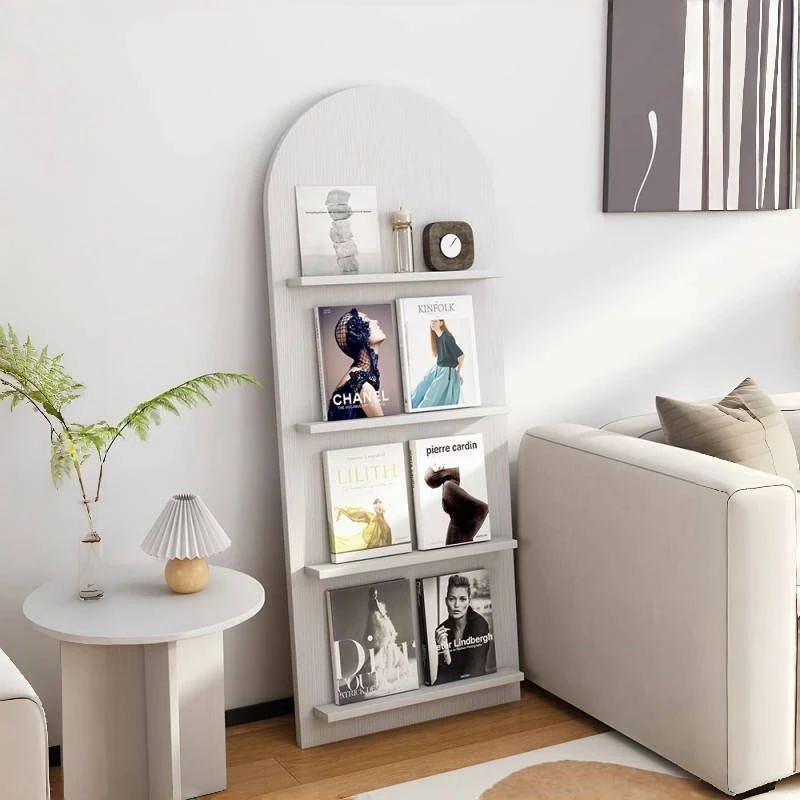 书架网红ins复古书客厅报架中古杂志架落地宣传展示架靠墙收纳架