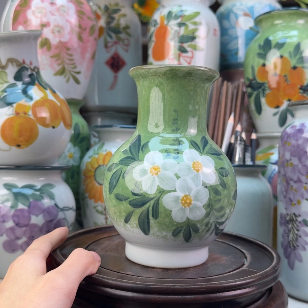 景德镇陶瓷手绘花瓶无孔