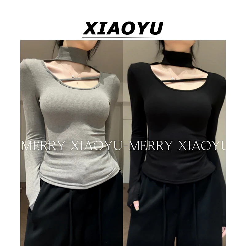 小鱼【琥珀云烟】设计感辣妹修身针织显瘦短款纯欲长袖套头上衣