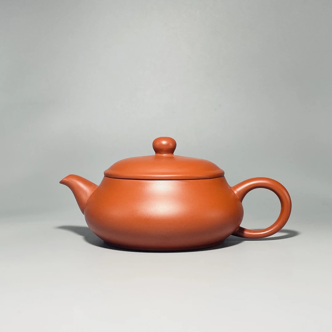 潮州手拉壶原矿全手工手拉胚朱泥壶小容量精美泡茶壶明炉紫砂壶
