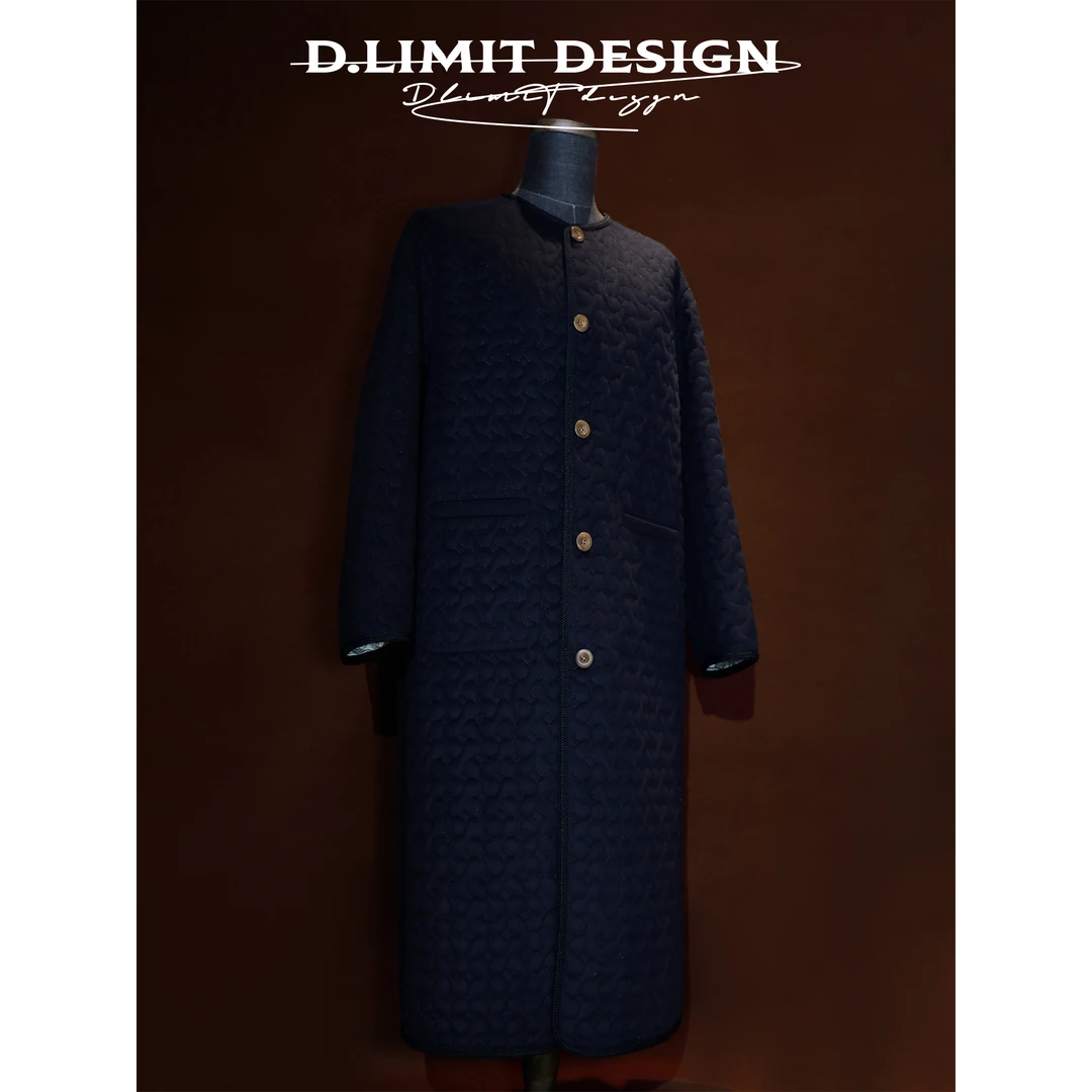 【D.Limit design】羊毛填充简约蜂窝格纹圆领可双面穿大衣DLCYH61