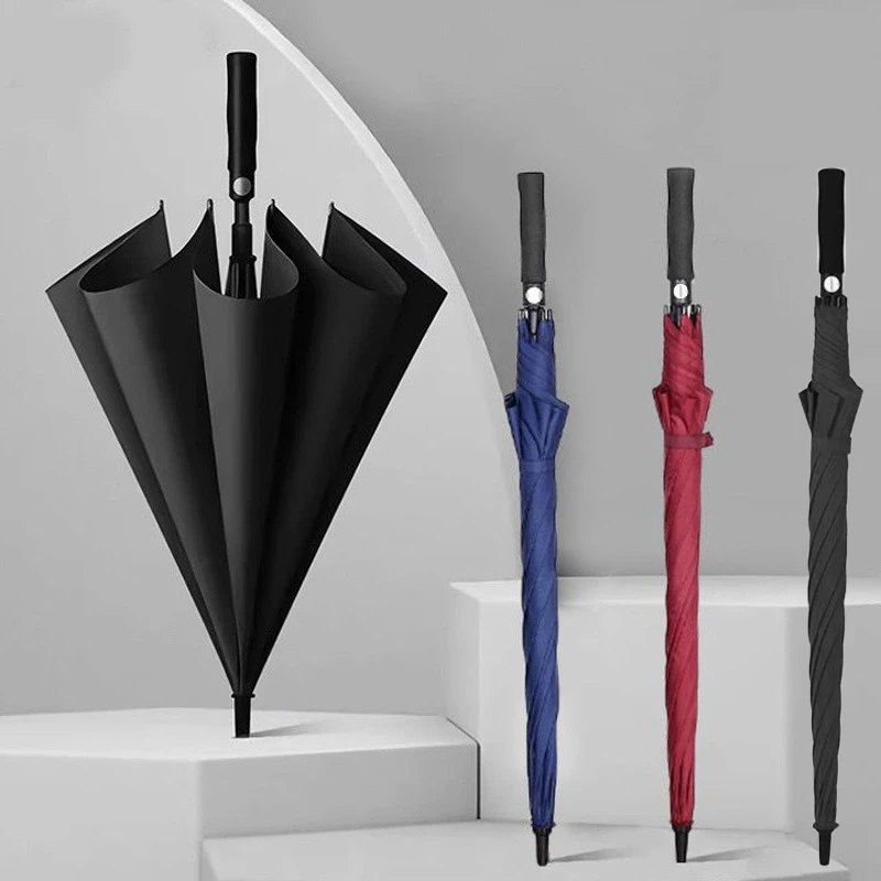 27寸黑胶高尔夫伞高档自动直杆长柄超大遮阳晴雨伞