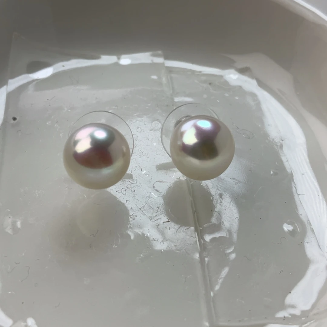 耳饰银S925镶嵌淡水珍珠