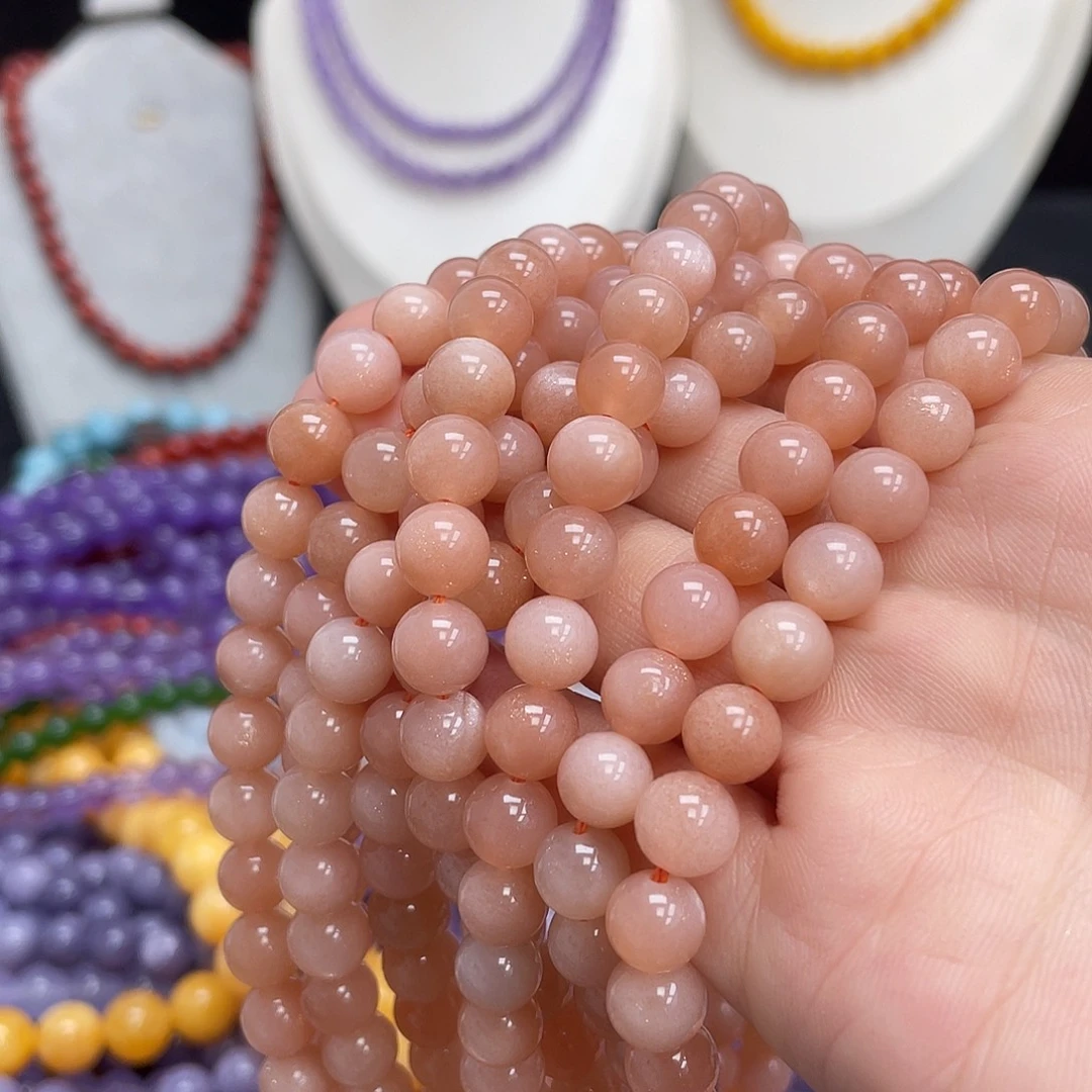 玛瑙/玉髓未镶嵌半成品7a橙色月光石8m