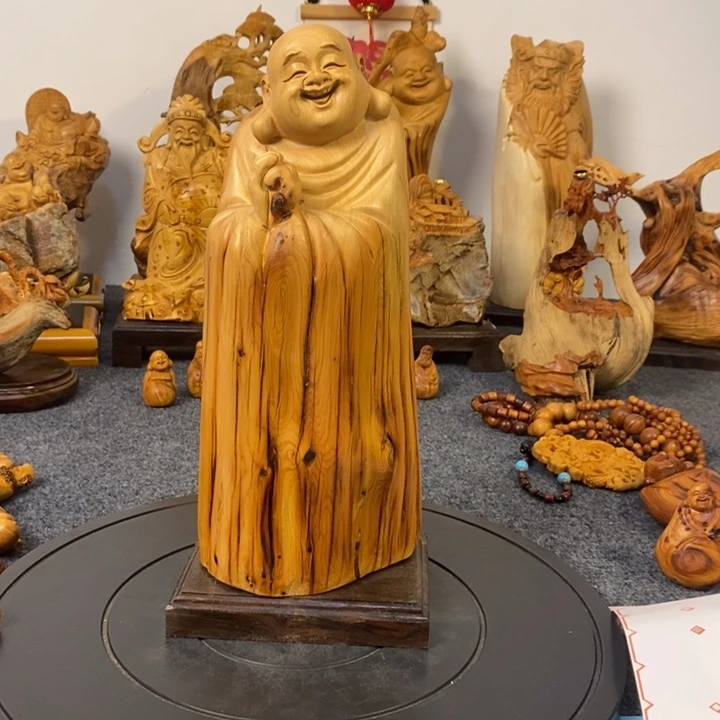 柏木（崖柏）崖柏弥勒佛摆件根雕工艺品