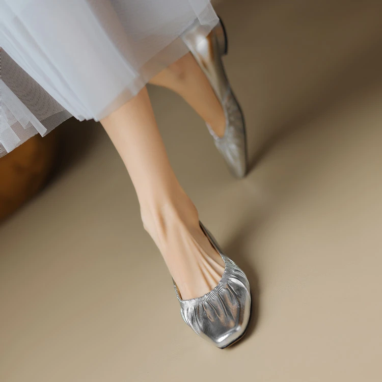 2.5cm粗跟方头时尚百搭气质真皮浅口单鞋复古法式春夏低跟玛丽珍