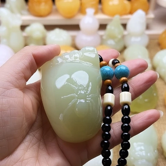 用***3玉天然玉石手把件