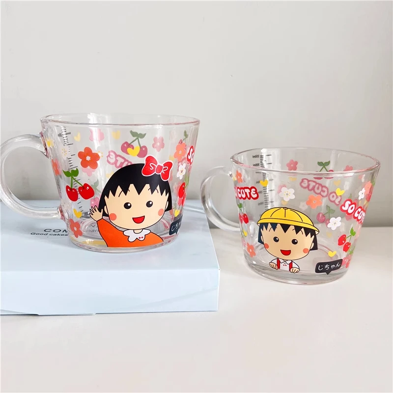 卡通贴花杯家用大容量玻璃水杯INS可爱网红杯奶昔果汁杯牛奶杯女