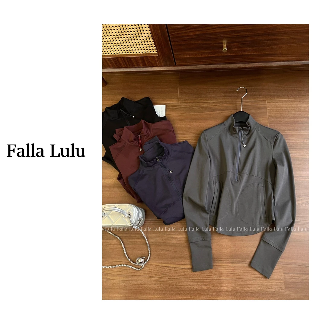 @英子家  半拉链纯色立领T恤 显瘦小蛮腰柔软打底衫上衣 C2118