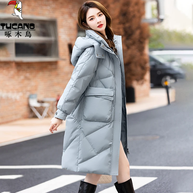 啄木鸟羽绒服女新款冬季休闲洋气百搭中年妈妈装减龄冬装长款外套