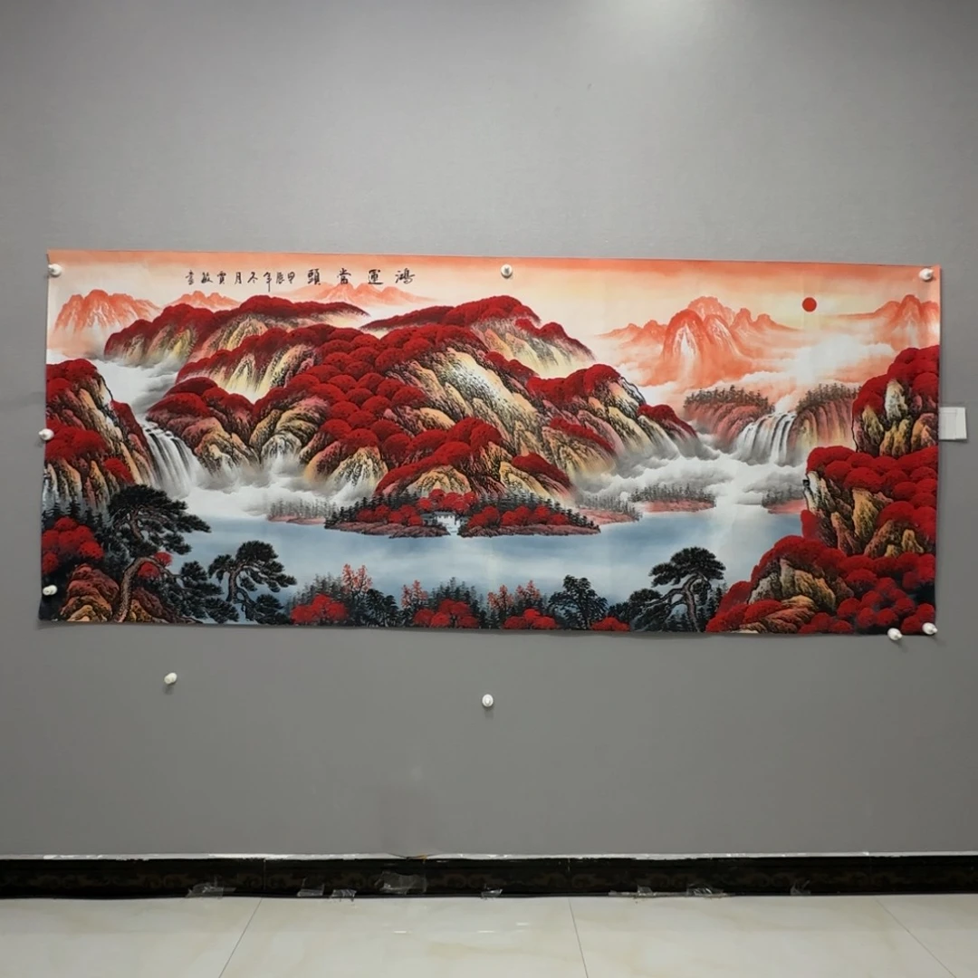 国画淡*横幅八尺精品山水贾敏