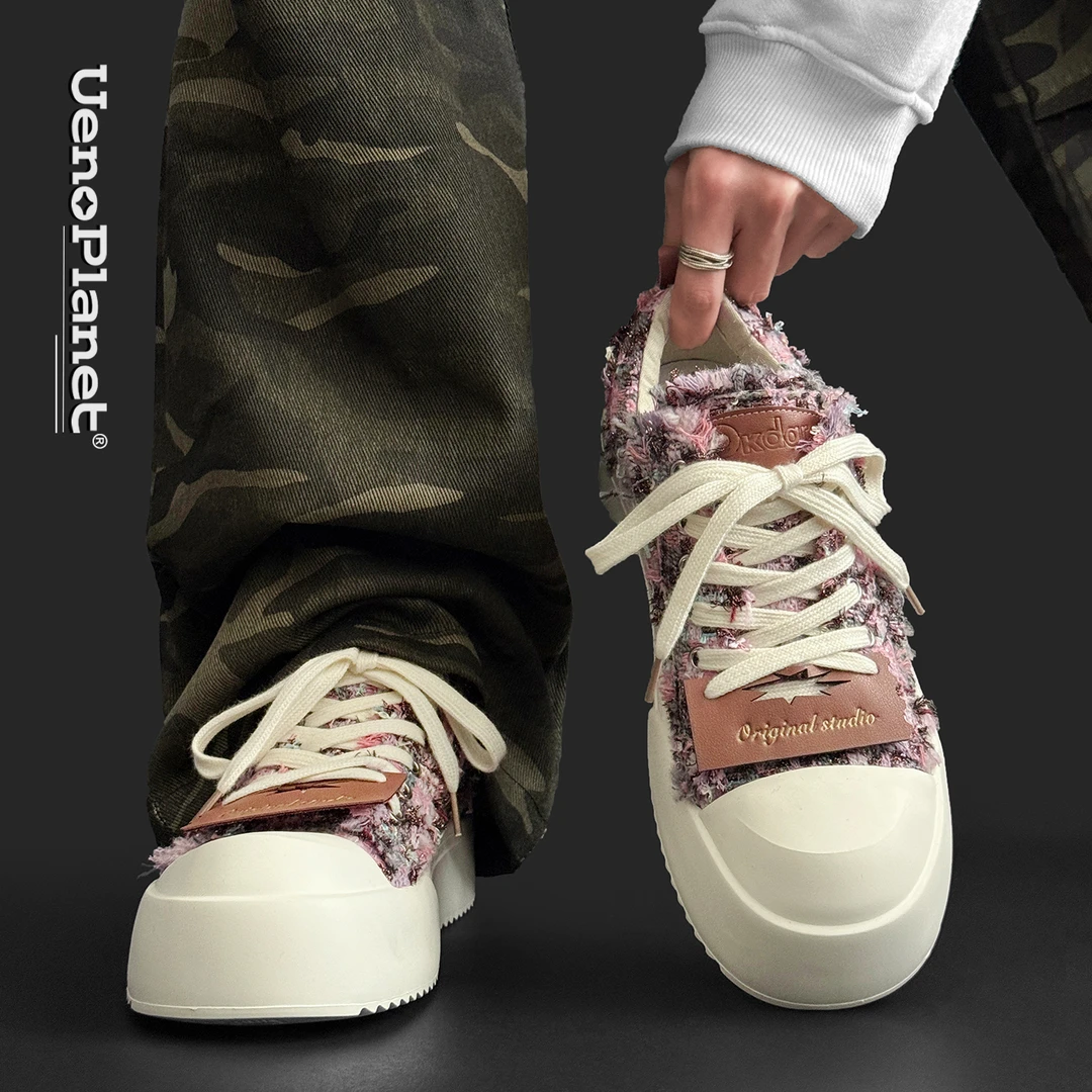 小众设计大头板鞋男女2025新款夏季透气厚底高级感潮流休闲帆布鞋