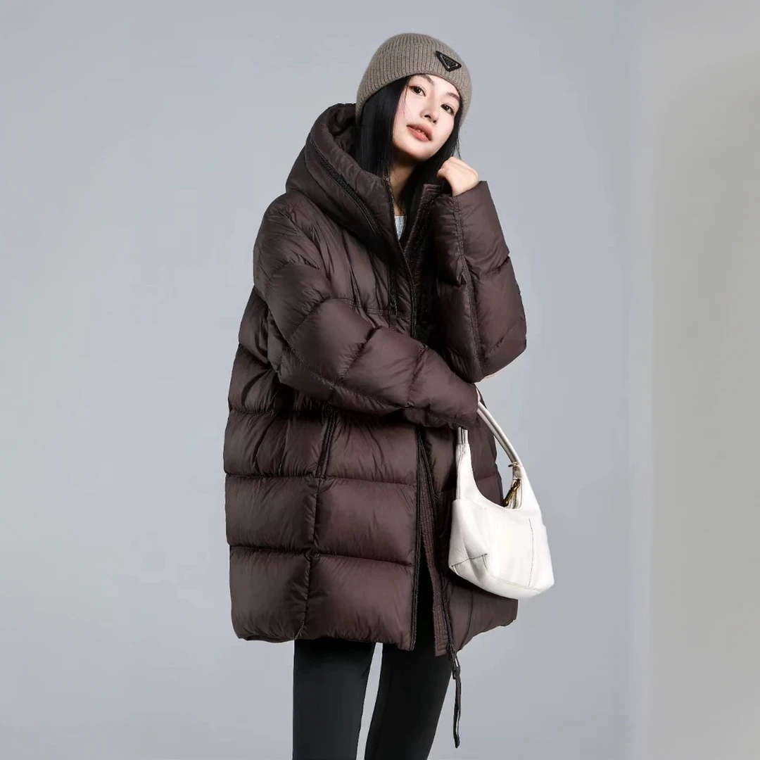 2025冬季新款韩版休闲时尚连帽羽绒服女士加厚宽松保暖面包服外套