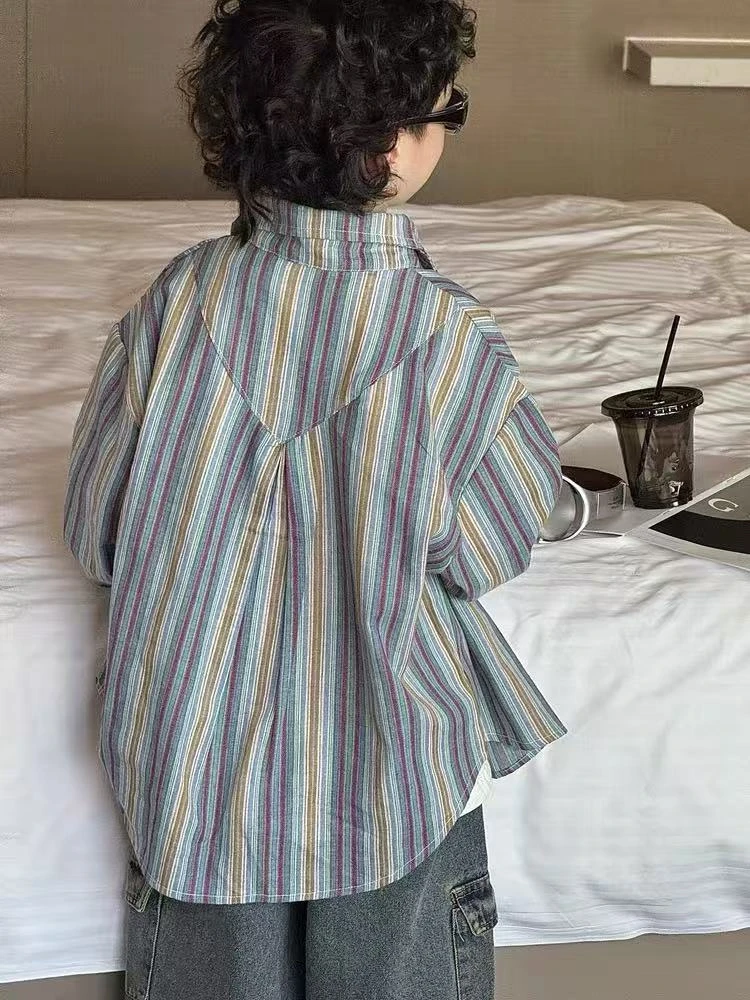 C018韩版儿童玩偶条纹衬衣棉纱