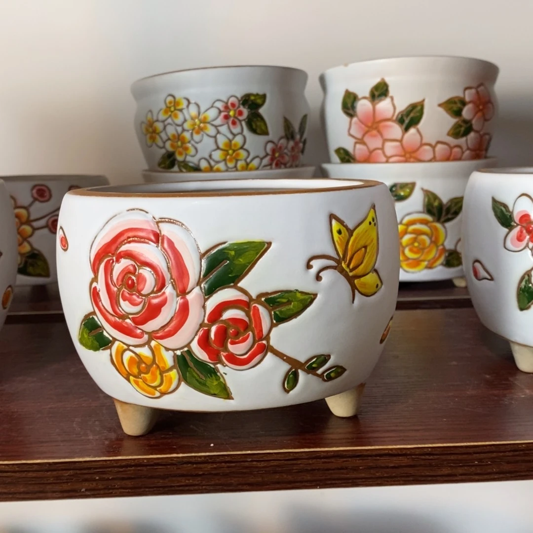 红陶韩式多肉植物花盆