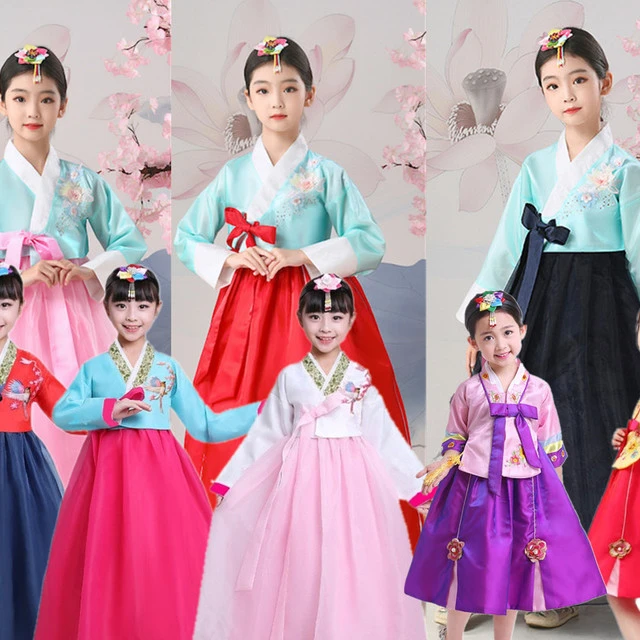 男女童韩服韩国幼儿宝宝朝鲜族舞蹈民族服运动会走秀表演出服写真