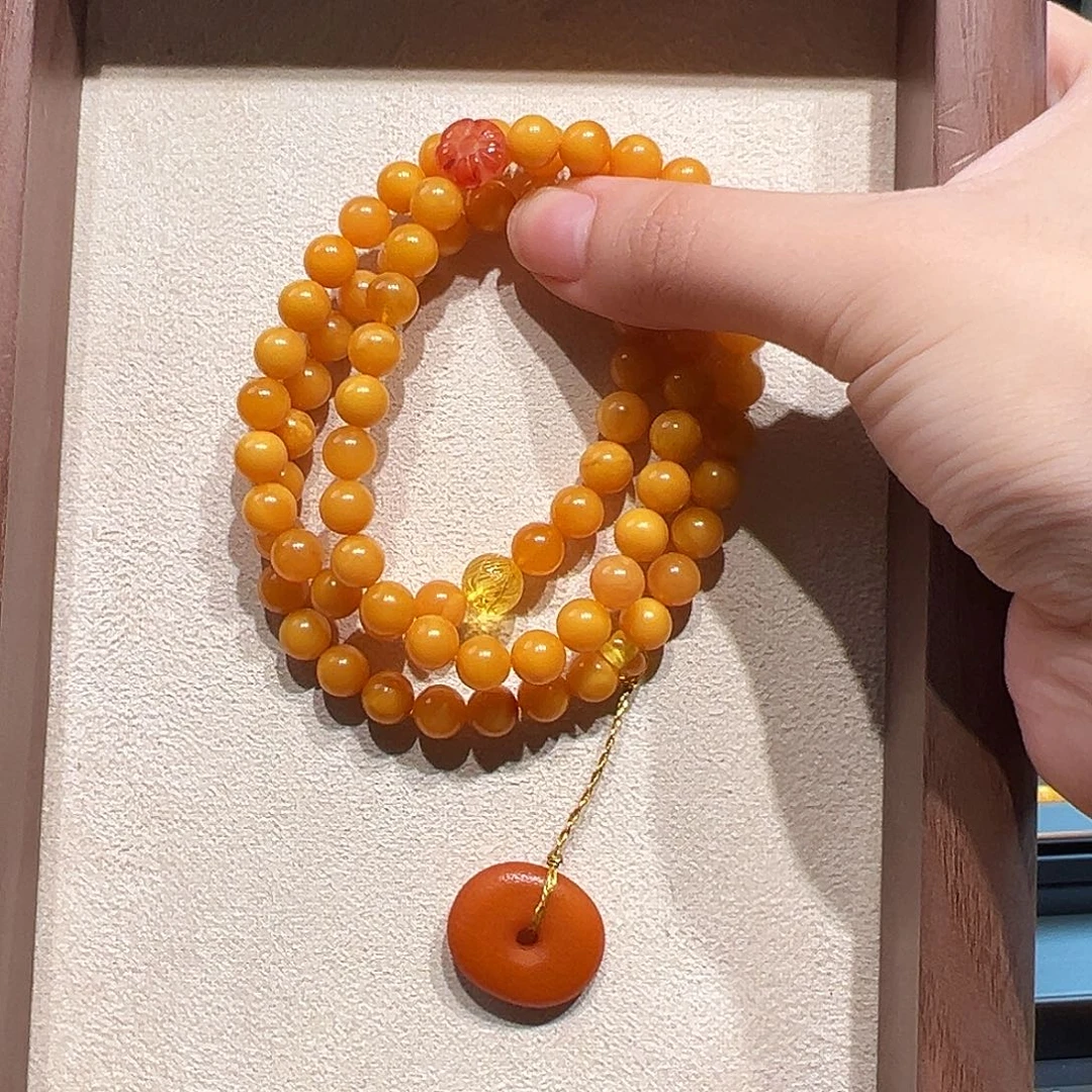 手链琥珀未镶嵌7.3mm蜜蜡手串