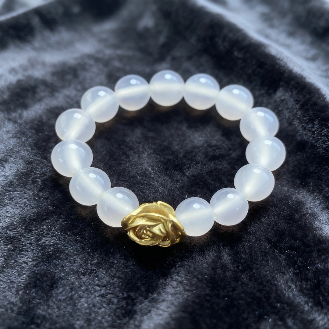 【禧静专属】足金999白珠金花玫瑰戒指总重1.66g
