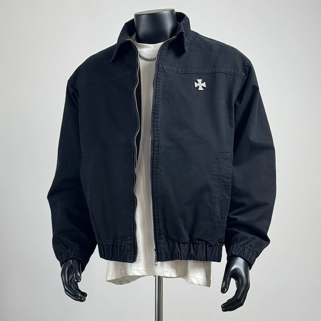 美式复古工装翻领夹克男士春季水洗做旧潮牌外套休闲短款宽松上衣