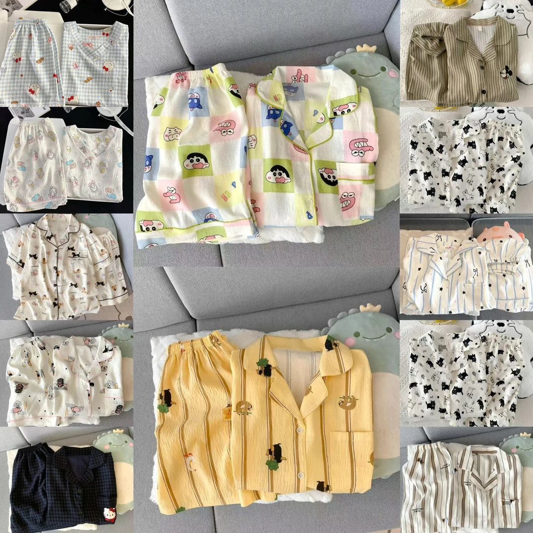 [夏季新款]云朵棉短袖短裤睡衣套装女2025新款两件套甜美可外穿