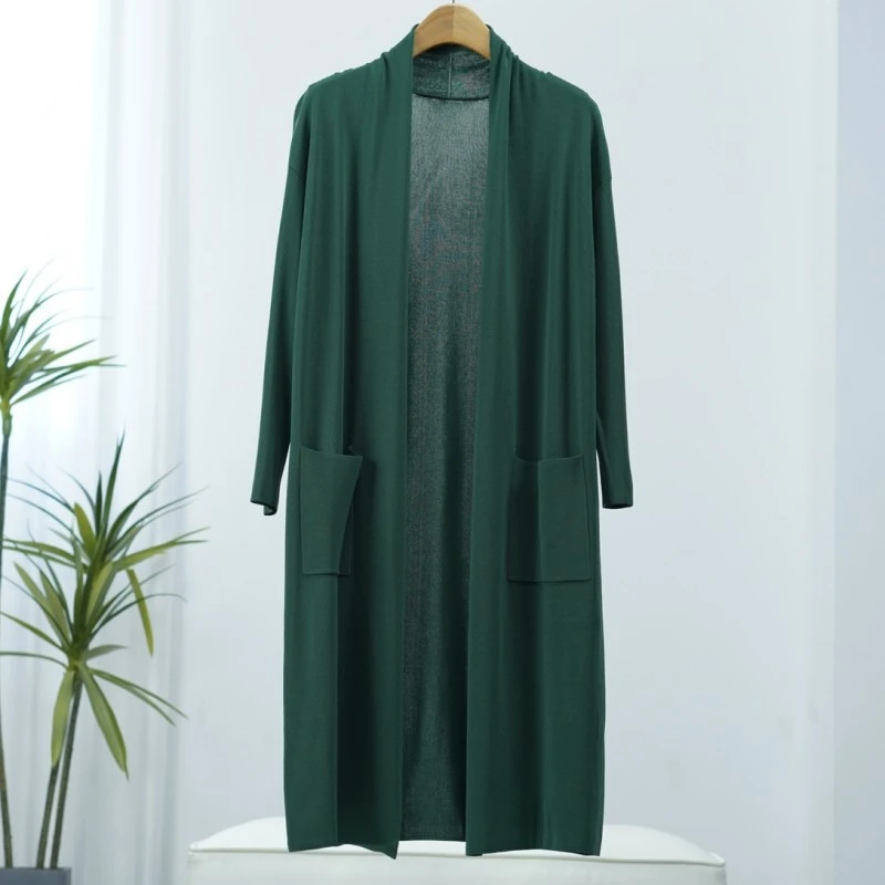 曼系列   S517-1   女装时尚撤柜长款针织开衫深绿色