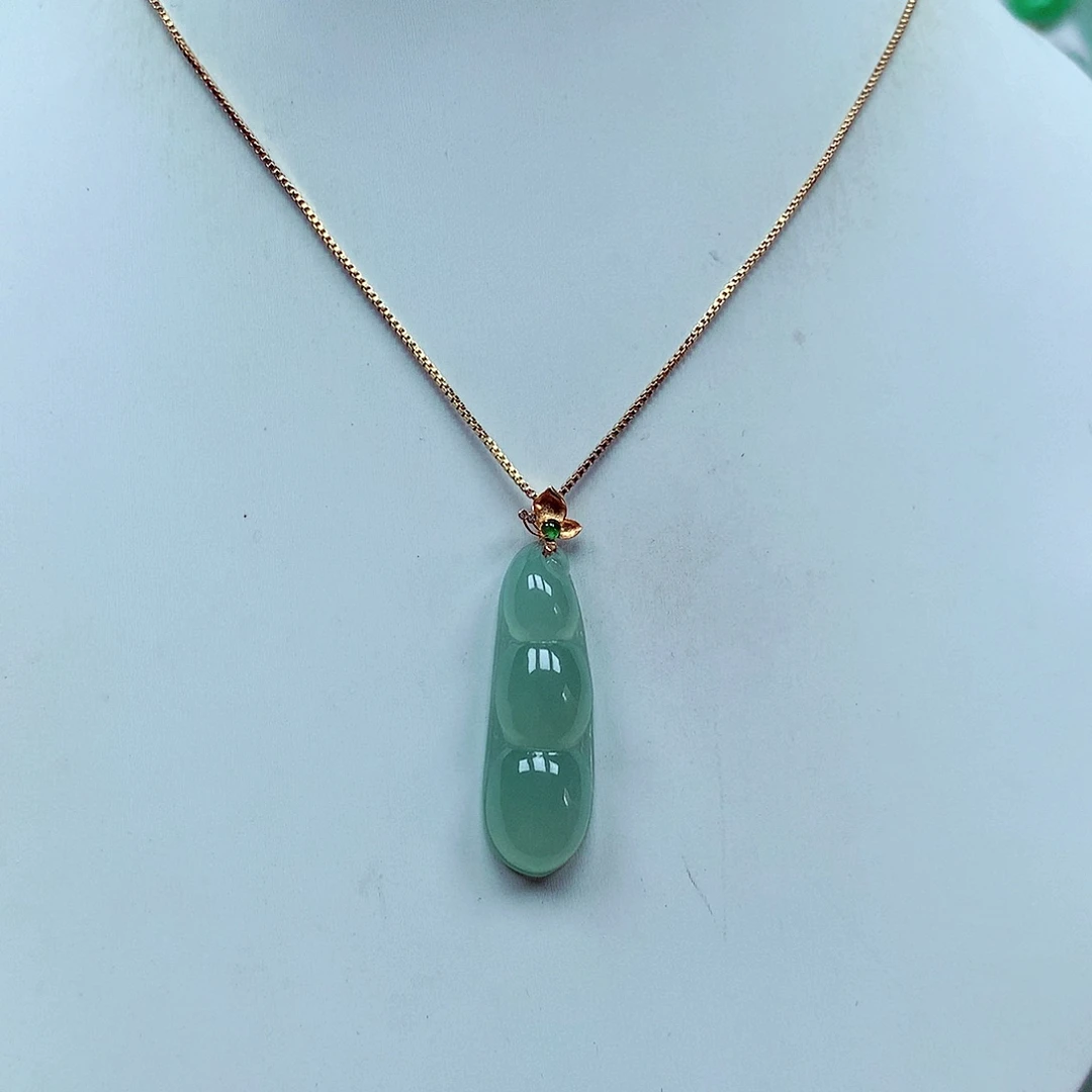 吊坠(不含链)18K金镶嵌翡翠天然翡翠A货