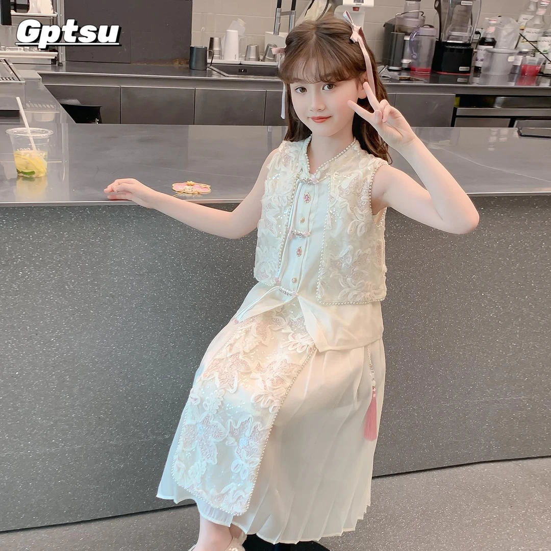 GPTSu女童夏装套装2025新款汉服洋气国风马面裙夏季古风两件套装