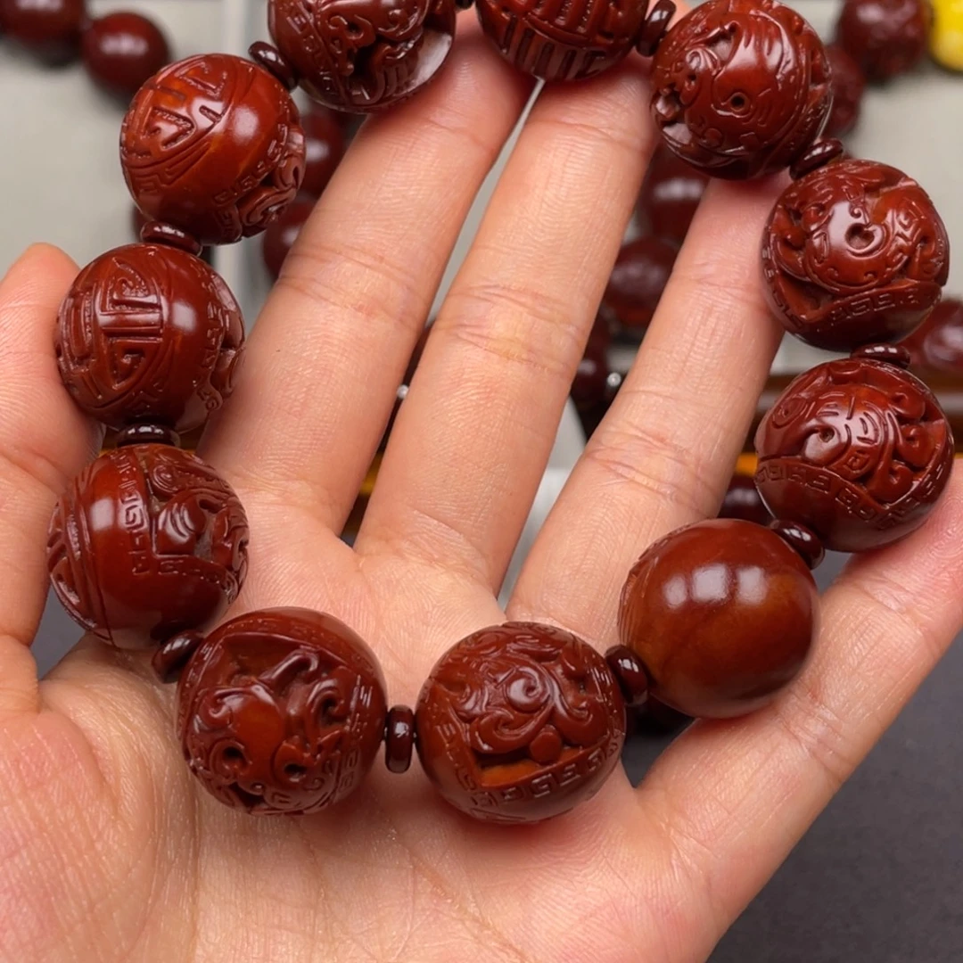 畅***空手串/手链橄榄核龙凤呈祥