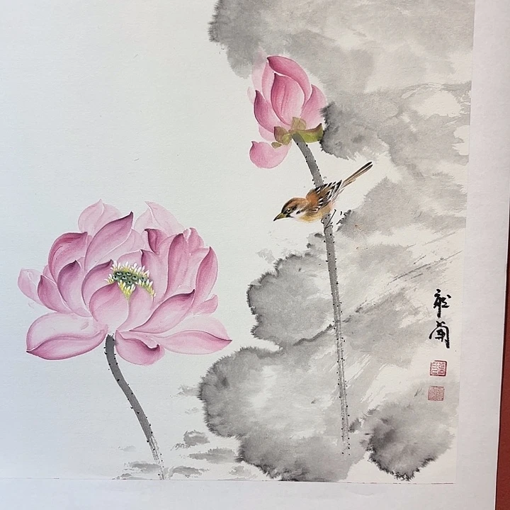 国画听兰老师花鸟