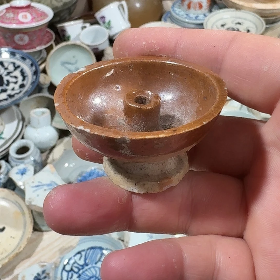 瓷片酱釉油灯，飞皮，顺丰包邮