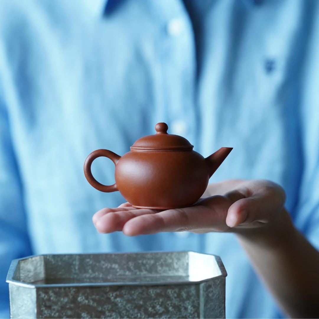 瓢亭茶器｜孟臣水平紫砂壶 黄龙山原矿红泥80cc超薄胎工夫茶壶