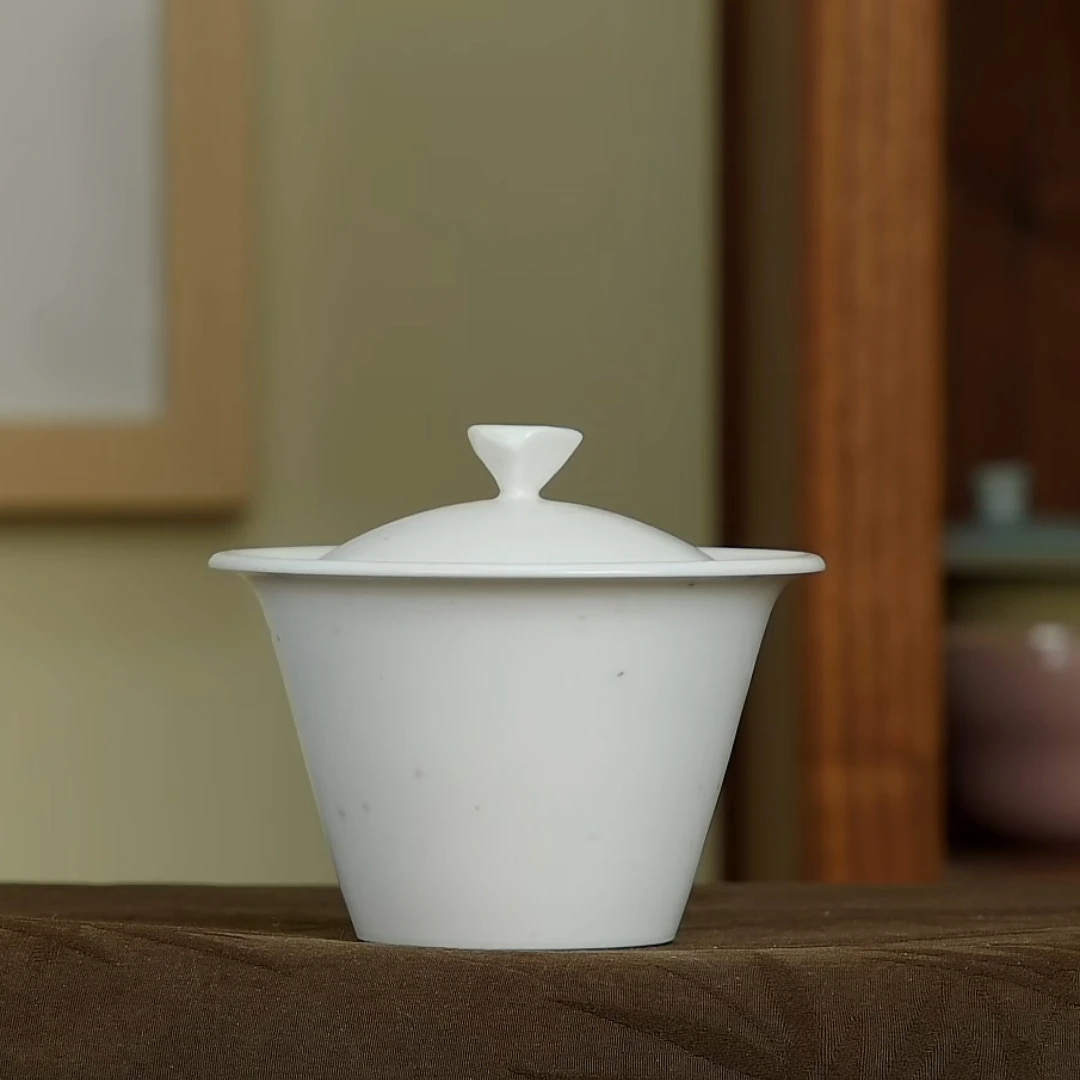 白驹盖碗牛轧糖质感二才盖碗纯手工景德镇