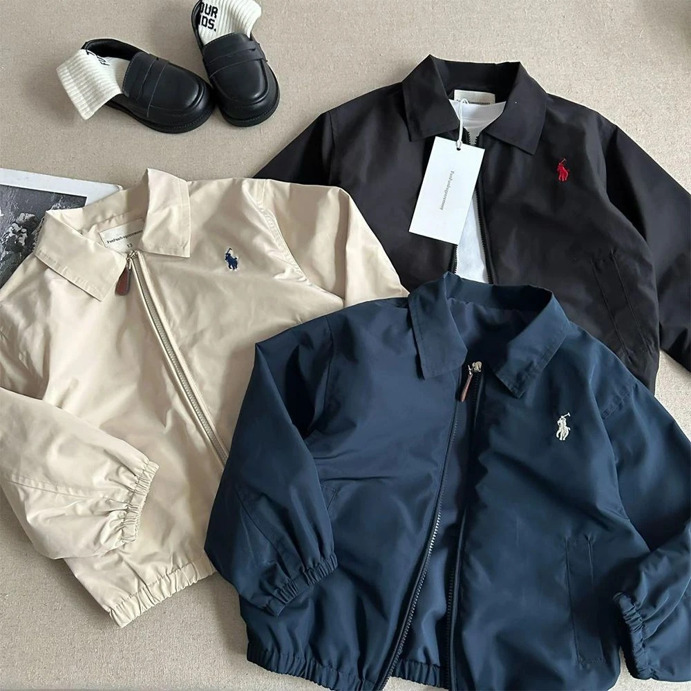 儿童外套春秋男女童日系刺绣翻领秋季夹克中小童拉链衫潮帅气XA