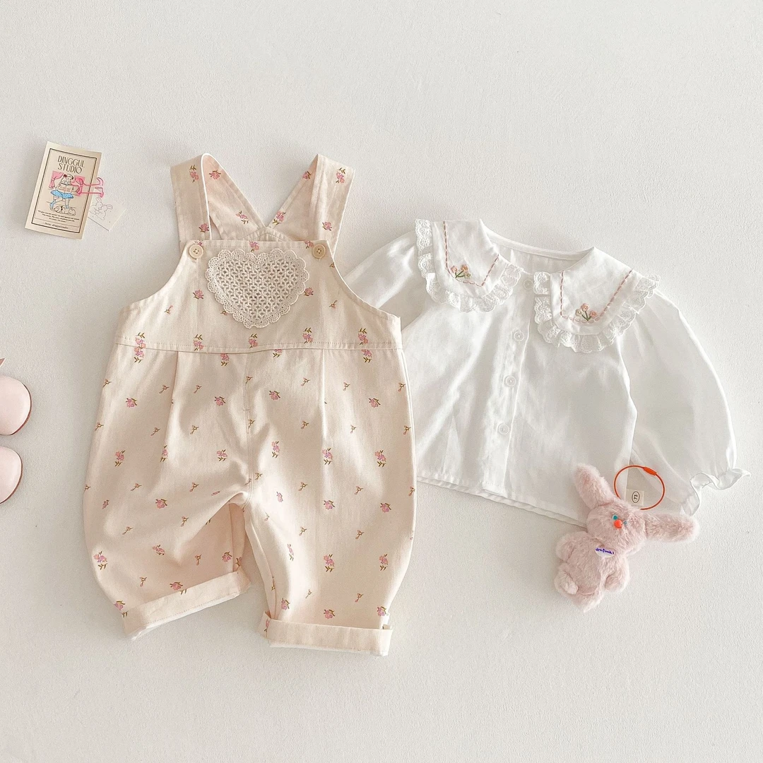 【HuanBao】-WEIJIAO-女童碎花背带裤2025春季韩版爱心裤子-A206