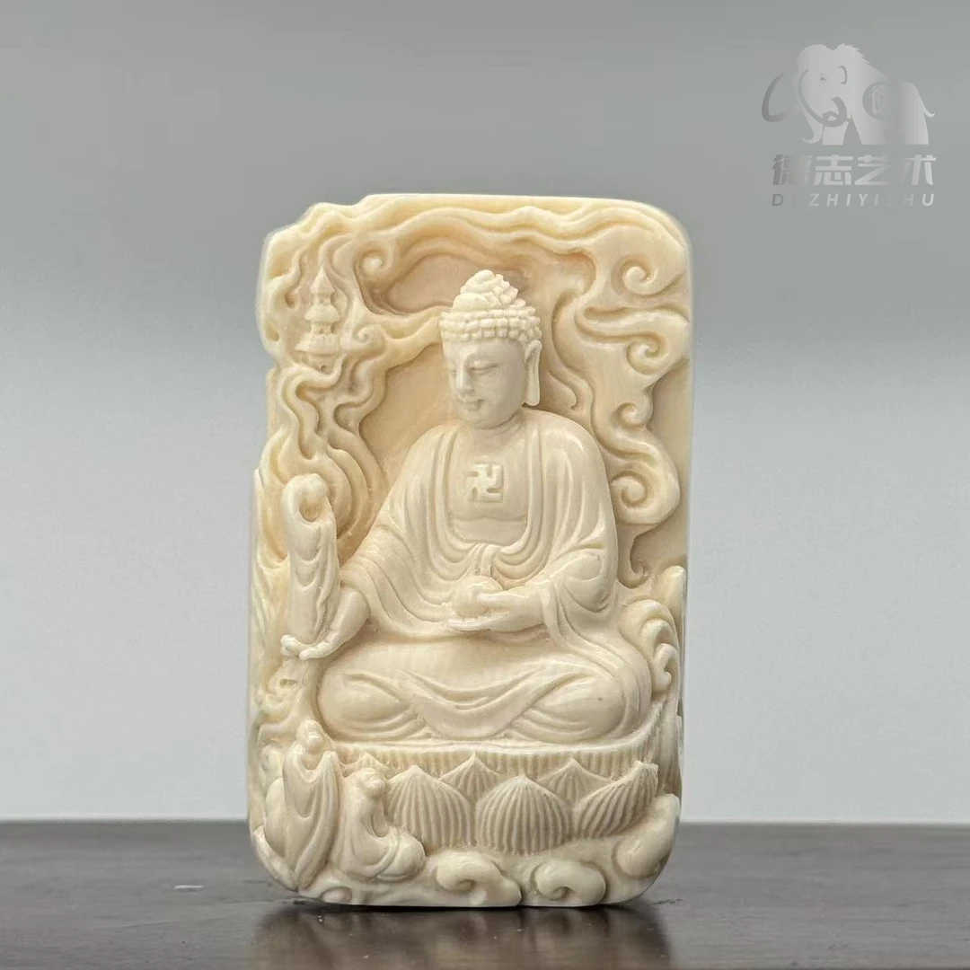 DEZHI/德志【大日如来】50*32*19mm大师精工红皮猛犸牙吊坠