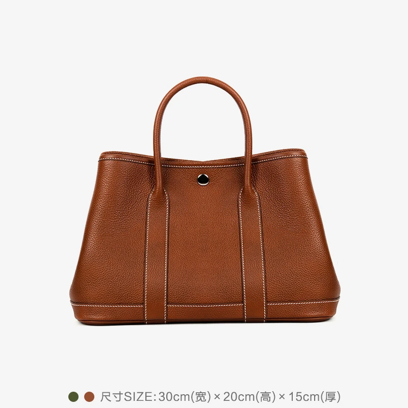 【花园30】福宝皮女包手提包头层牛皮大容量通勤包手缝蜡线