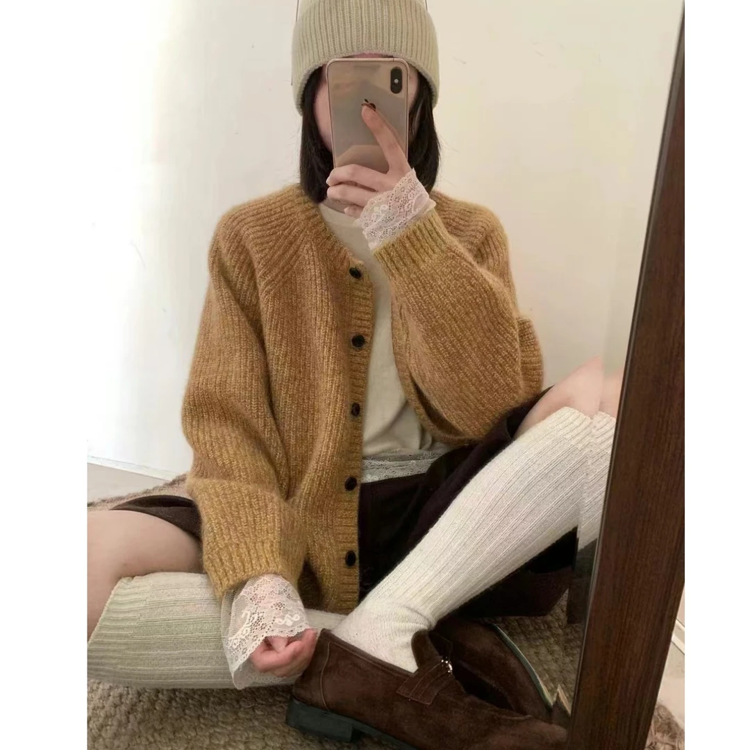 黄桃罐头」巨软显白不挑人！加厚冬季外套宽松针织毛衣女显白洋气