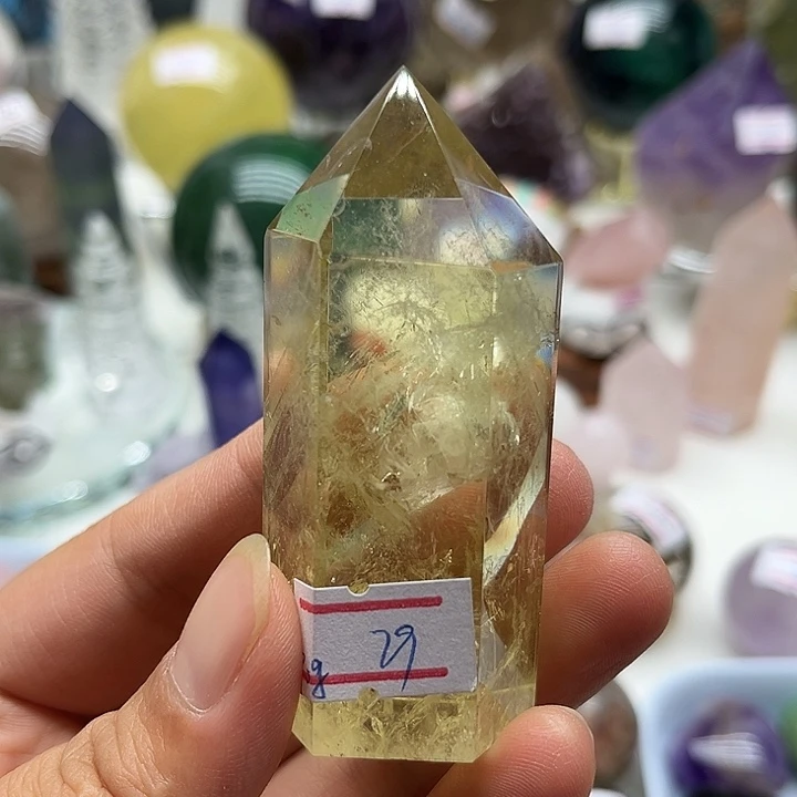 水晶珠宝半成品未镶嵌90克黄水晶柱