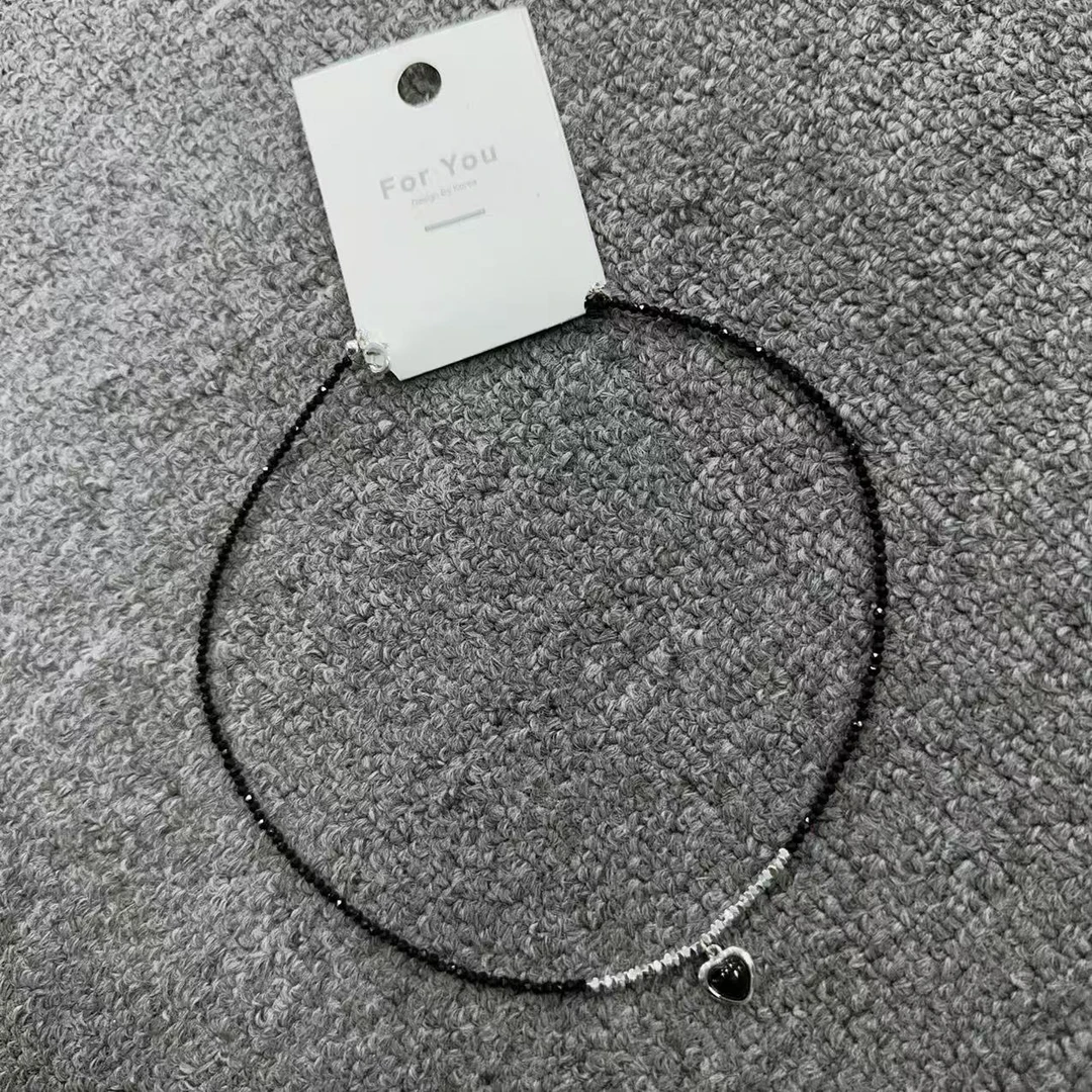 非金属涤纶项链 【雪儿推荐】0538设计师款黑色爱心项链