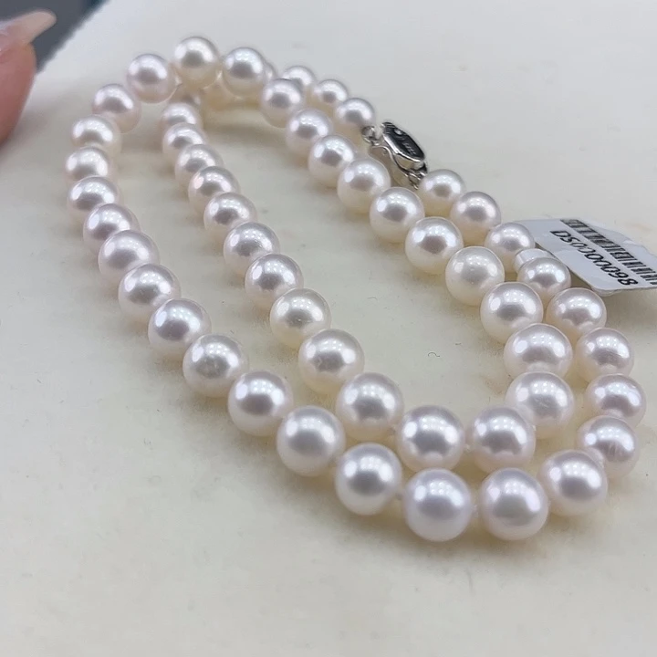 淡水珍珠银S925镶嵌颈饰8➕极光冷白炫彩高品