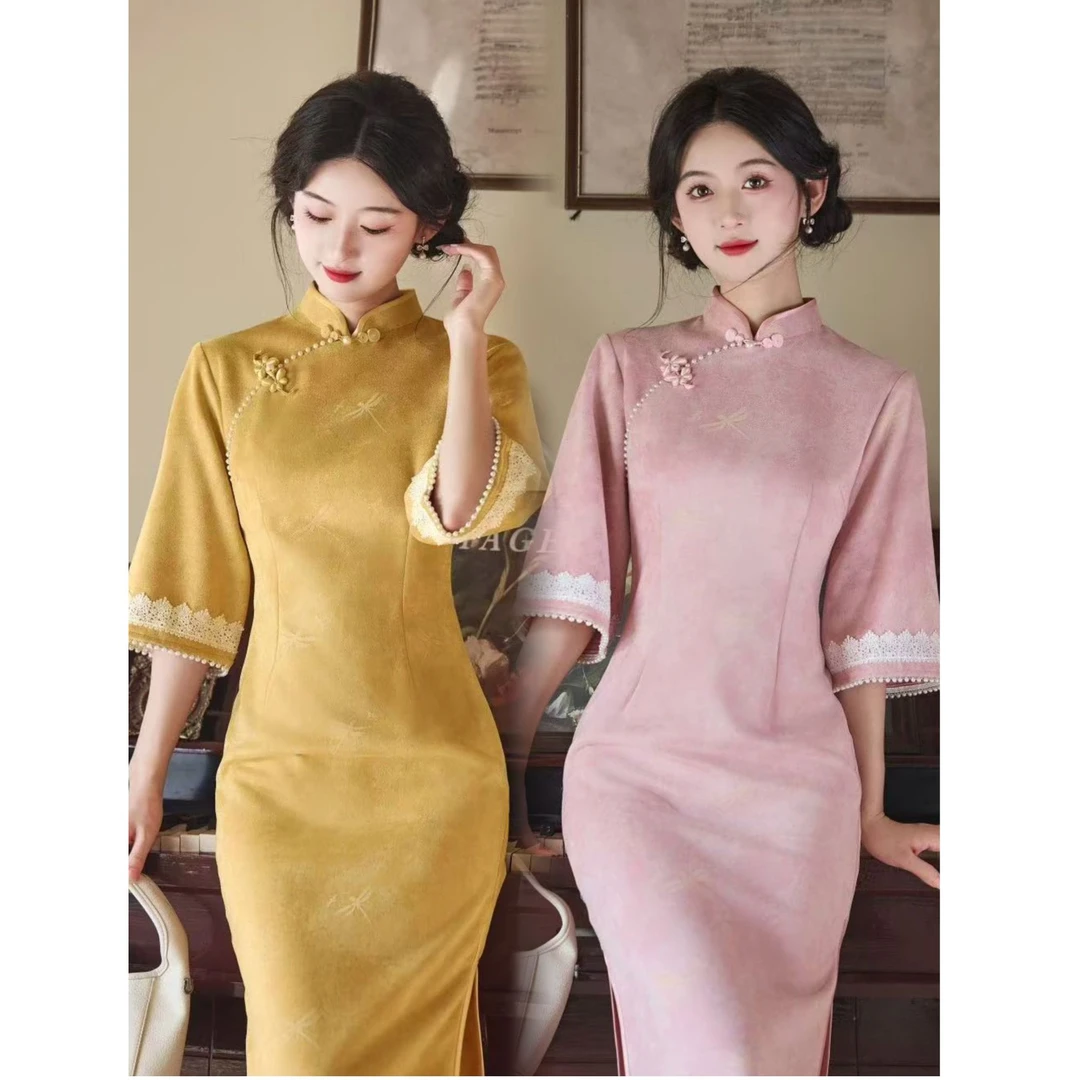 苏故里【玉锦辞】文艺港风复古高端日常旗袍奢华气质双层衣长120