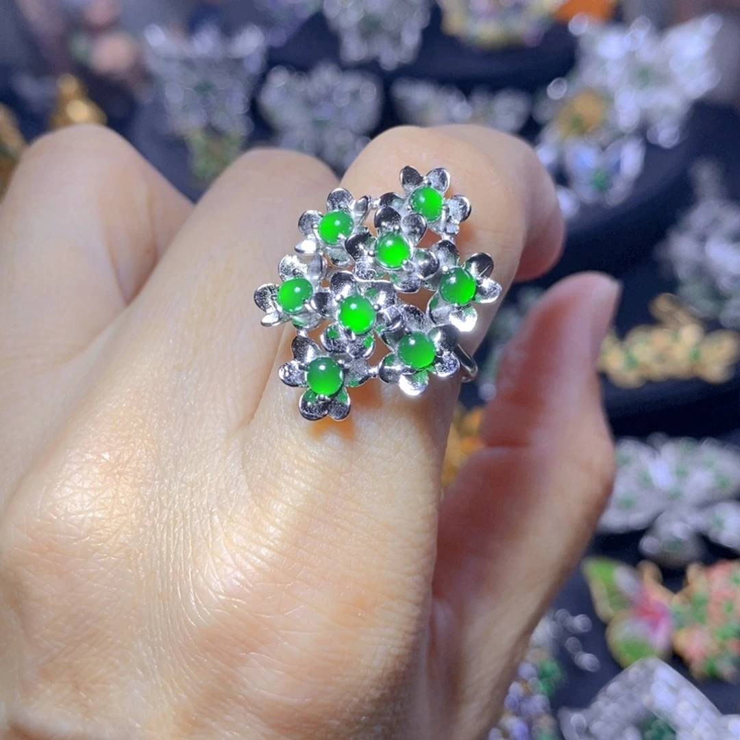 翡翠银S925镶嵌吊坠(不含链)天然翡翠